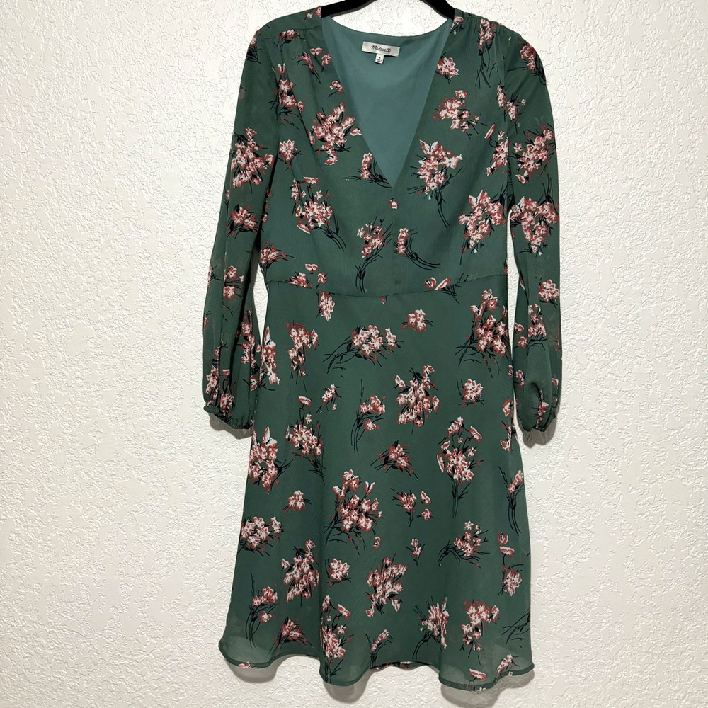 Madewell- green floral dress Size 4